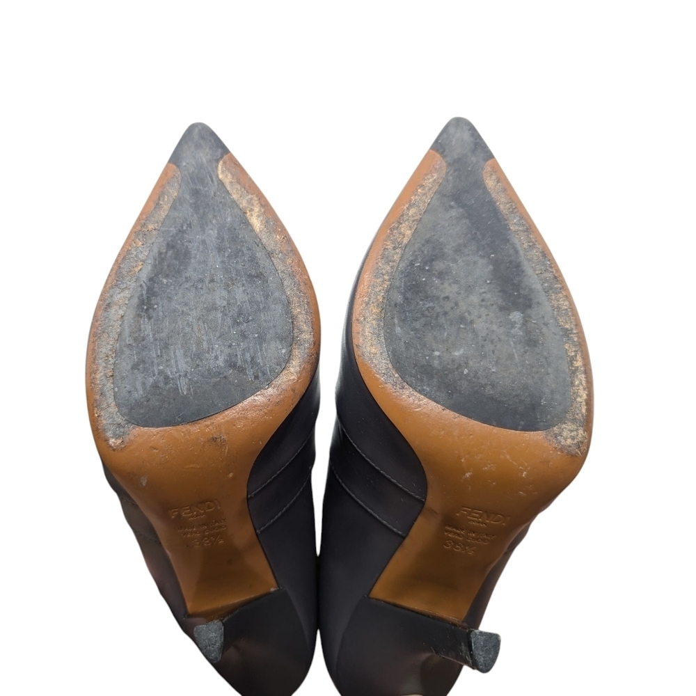 Fendi Rockoko FF Logo Signature Monogram Brown Leather Zucca Boots Size EU 38.5 - Picture 6 of 15